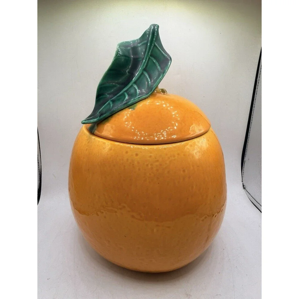 Vintage 1960's California Originals Pottery Orange Fruit Cookie Jar Made In USA
